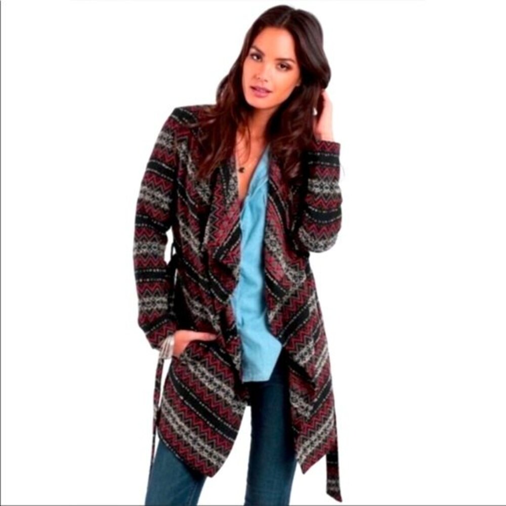 BB Dakota Woven Wrap around Jacket Cardigan size S